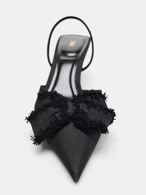 NWOT Zara Pointed Bow Slingbacks